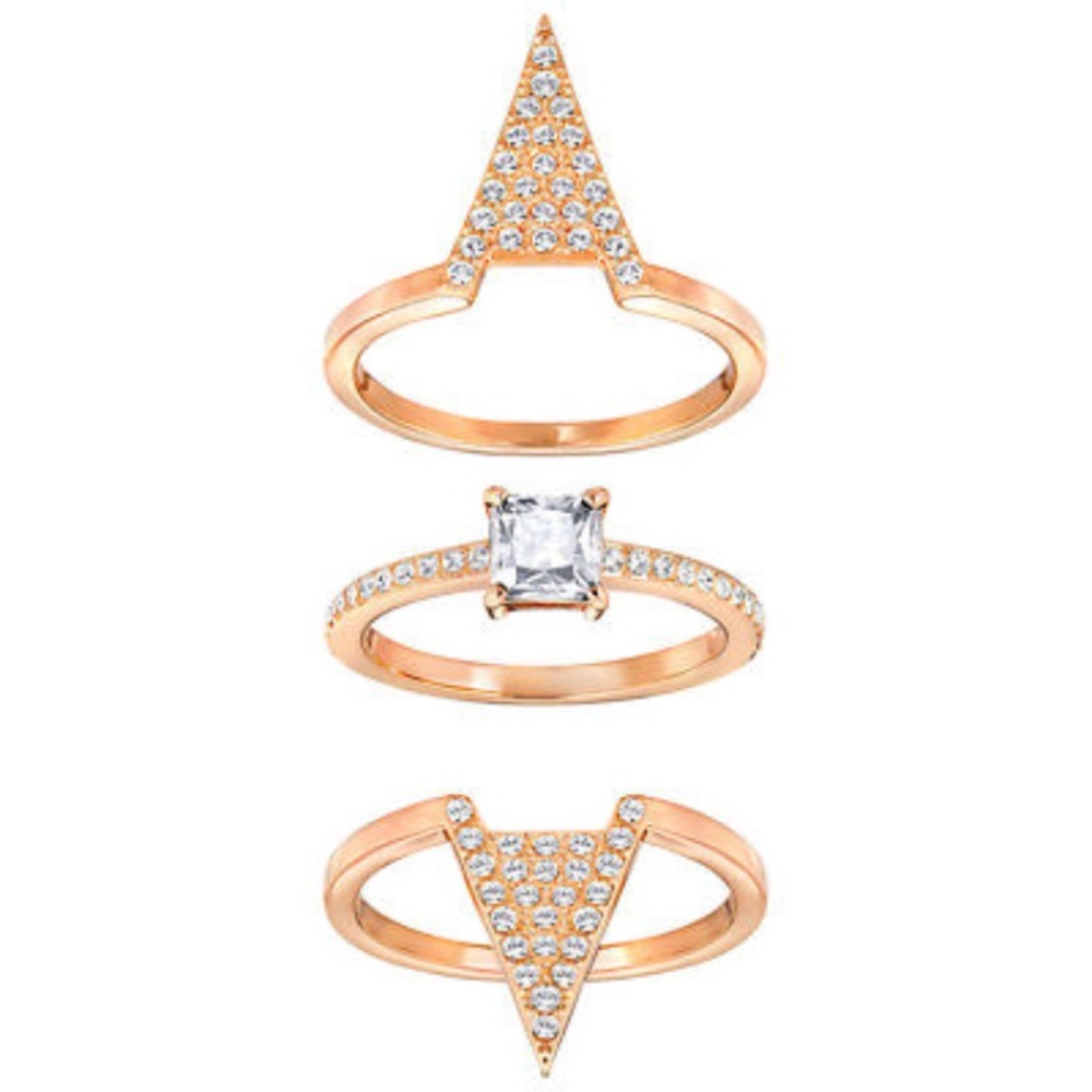 NWT💎Swarovski💎Rose Gold Tone Funk Ring Set
